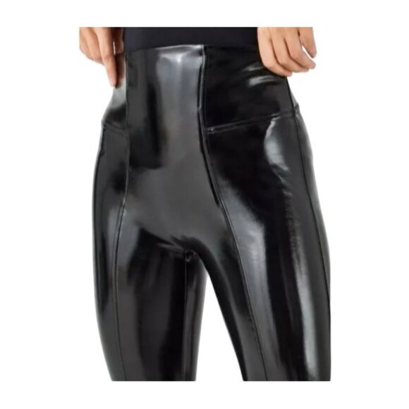 Spanx Patent Leather Leggings High-Waisted Shaping Fit Womens Size Large Black - Picture 4 of 8